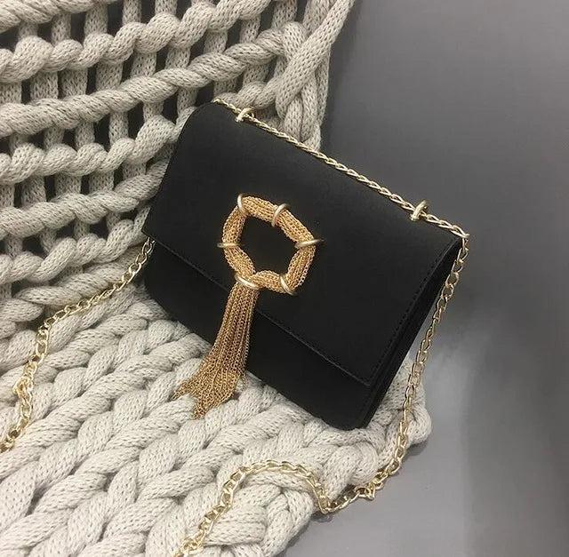 Matte Leather Tassel Shoulder Messenger Bag