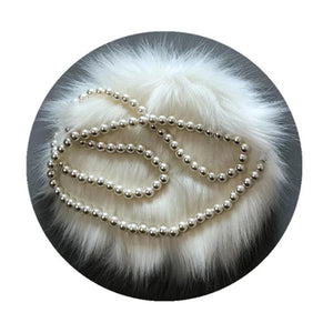 Women's Rabbit Hair Winter Bag with Pearl Shoulder Strap