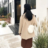 Women's Rabbit Hair Winter Bag with Pearl Shoulder Strap
