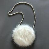 Women's Rabbit Hair Winter Bag with Pearl Shoulder Strap