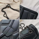 Women PU Leather Rivet Chain Shoulder Bag Handbags Crossbody Messenger Bags