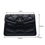 Women PU Leather Rivet Chain Shoulder Bag Handbags Crossbody Messenger Bags