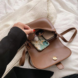 Waterproof PU Leather Women Bag Magnetic Button Shoulder Bag Solid Handbag Mini