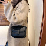 Waterproof PU Leather Women Bag Magnetic Button Shoulder Bag Solid Handbag Mini