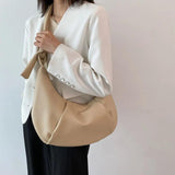 Waterproof PU Leather Women's Shoulder Bag High Pleated Crossbody Handbag