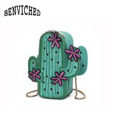 Cactus Shoulder Bag Metal Chain Messenger Bag Female