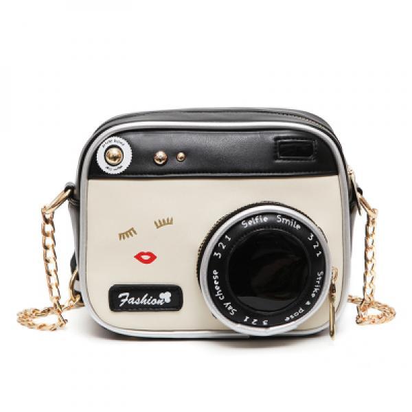 Camera Shaped Handbag Leather Women's Shoulder Bag R106
