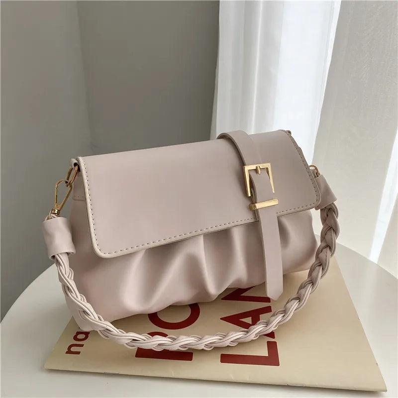 Pleated Small Square Bag Women Handbag Crossbody Shoulder Bag