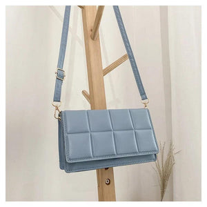 Silver Leather Cross Body Bag Small Cube Pouch