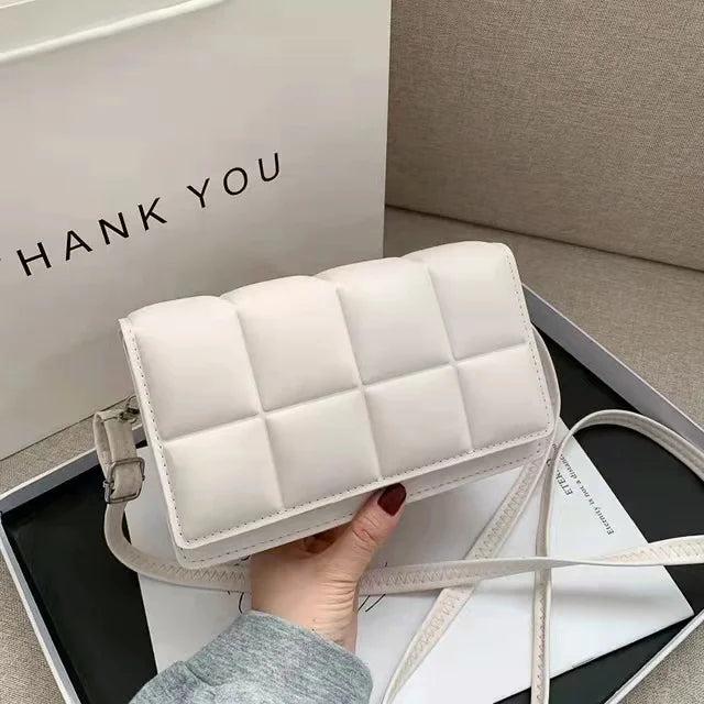 Silver Leather Cross Body Bag Small Cube Pouch