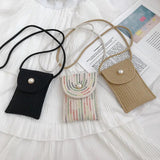 Ladies Cotton Linen Crossbody Bag with Buckle Closure