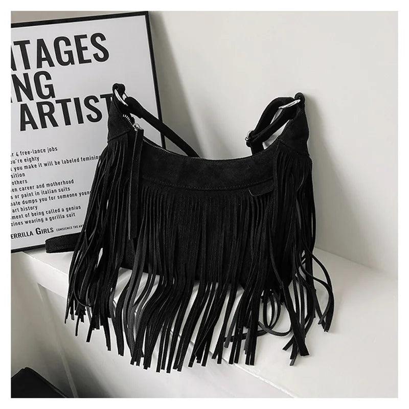 Vintage Style Women Shoulder Bags Suede Tassel Cross Body Bags