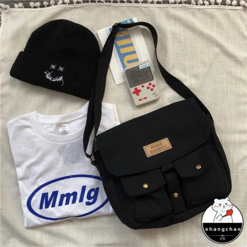 Japanese Harajuku Style Tooling Messenger Bag Canvas Messenger Bags