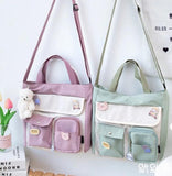 Large Capacity Canvas Messenger Bag Classic Vintage Style Student Class Bags