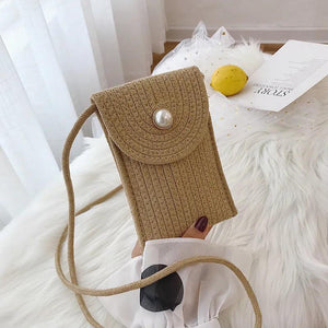 Women's Mini Cotton Linen One-Shoulder Messenger Phone Bag