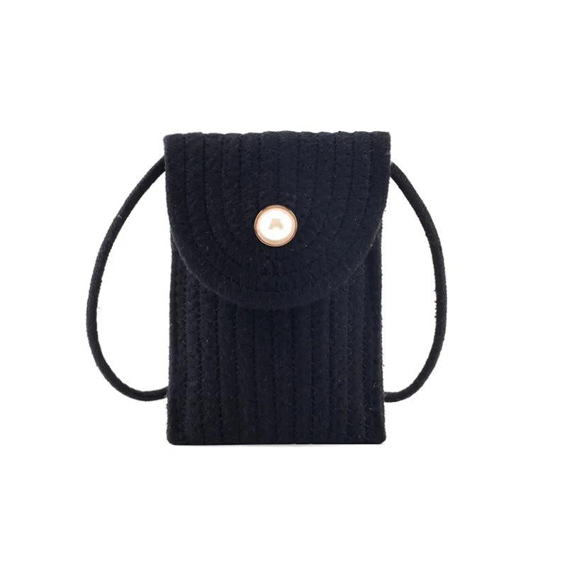 Women's Mini Cotton Linen One-Shoulder Messenger Phone Bag