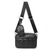 Lingge Leather Crossbody Bag For Women Solid Handbag and Purse