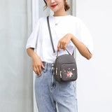 Embroidery Nylon Mini Backpack Purse for Women Handbags