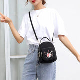 Embroidery Nylon Mini Backpack Purse for Women Handbags