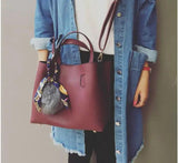 Soft PU Leather Women Handbag Two Pieces Female Shoulder Bag