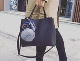 Soft PU Leather Women Handbag Two Pieces Female Shoulder Bag