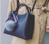 Soft PU Leather Women Handbag Two Pieces Female Shoulder Bag