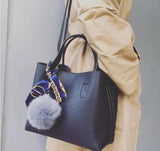 Soft PU Leather Women Handbag Two Pieces Female Shoulder Bag