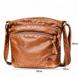 Vintage Women Crossbody Bag Washed Leather Handbags PU Leather Shoulder Bag