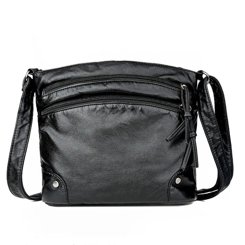 Vintage Women Crossbody Bag Washed Leather Handbags PU Leather Shoulder Bag