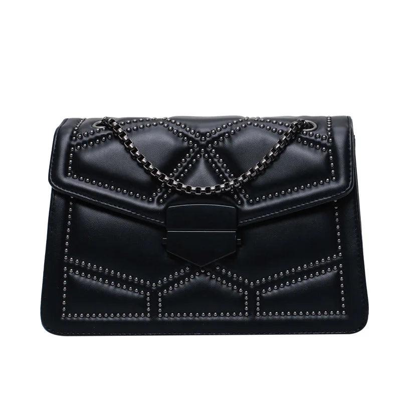 Rivet Women Handbag PU Leather Chain Shoulder Crossbody Bag Clutches