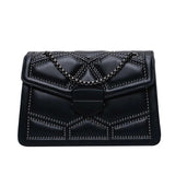 Rivet Women Handbag PU Leather Chain Shoulder Crossbody Bag Clutches