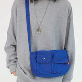 Women Canvas Shoulder Bag Summer Crossbody Handbag with Pockets