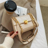 High-Plaid PU Crossbody Bag Chain Shoulder Flap Handbag