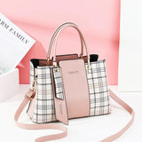 Autumn Plaid Stitching Handbag Large Capacity Shoulder Bag Female