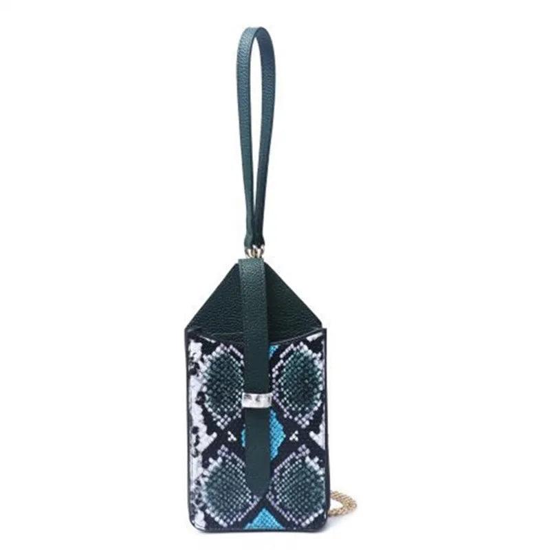 Snake Pattern Crossbody Bag Chain Phone Bag Handbag Clutch