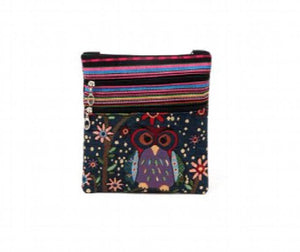 Owl Canvas Single Shoulder Bag, National Style Mobile Phone Bag