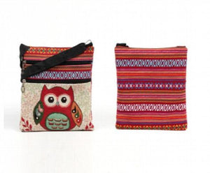 Owl Canvas Single Shoulder Bag, National Style Mobile Phone Bag