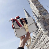 Classic PU Leather Shoulder Bag for Women Small Square Bag Multi-Pocket