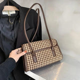 Lattice Pattern Small Shoulder Bag for Women Casual PU Leather Handbag