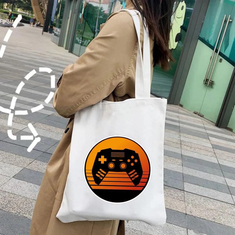 Gamepad Gaming Gamer Women Canvas Shopper Bag Harajuku Tote Shoulder