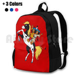 Yakari And Rainbow On Horse Red Outdoor Hiking Backpack Climbing Sports Bag