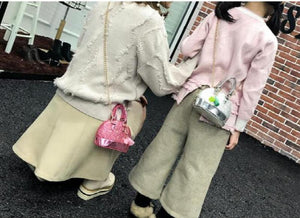 Shining Princess Handbag Girls Woman Bag PU Evening Package Bag's Crossbody Mini