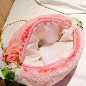 Watermelon Baby Girls Plush Fruit Shoulder Bag Soft Stuffed Chain Messenger Cros