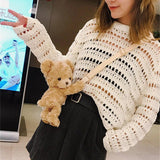 Girls Smile Bear Teddy bear Plush Doll Handbag Animal Shoulder Bag