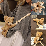 Girls Smile Bear Teddy bear Plush Doll Handbag Animal Shoulder Bag