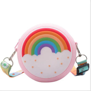 Kids Shoulder Bag Cross-Body Pack Round Wide Strap Rainbow Donut
