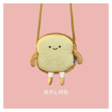 Bread Toast Plush Shoulder Bag Girls Coin Purse Card Holder