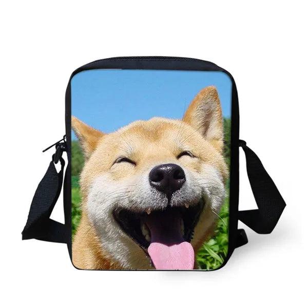 Shiba Inu Smile Puppy Shoulder Messenger Bag for Boys
