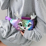 Kids Elk Print Waist Fanny Pack Belt Pouch Travel Hip Bum Shoulder Bag
