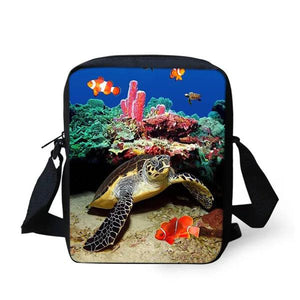 Sea Turtle Pattern Shoulder Messenger Bag for Girls and Boys